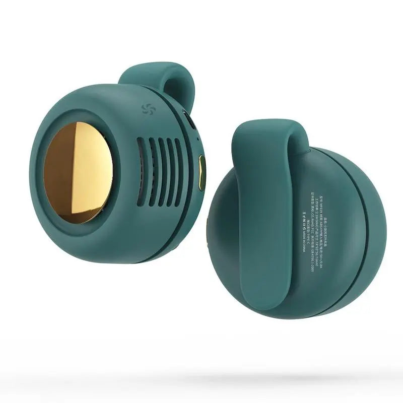 KAVIUR Air Clip wearable fan in green, front and rear view