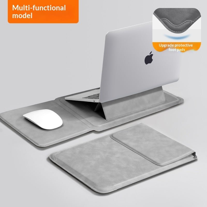 KAVIUR Elevate Laptop Sleeve in Light Gray converted into a laptop stand and desk mat