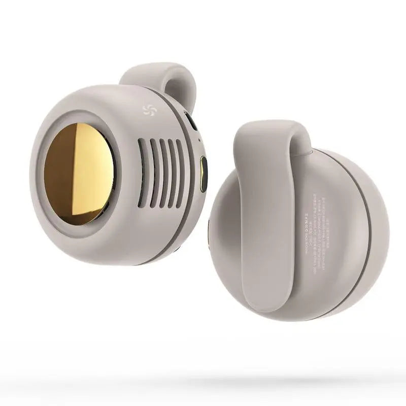 KAVIUR Air Clip Portable Wearable Fan in white, front and rear view